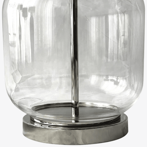 Table Lamps Regency Nickel and Glass Table Lamp with Natural Linen Shade