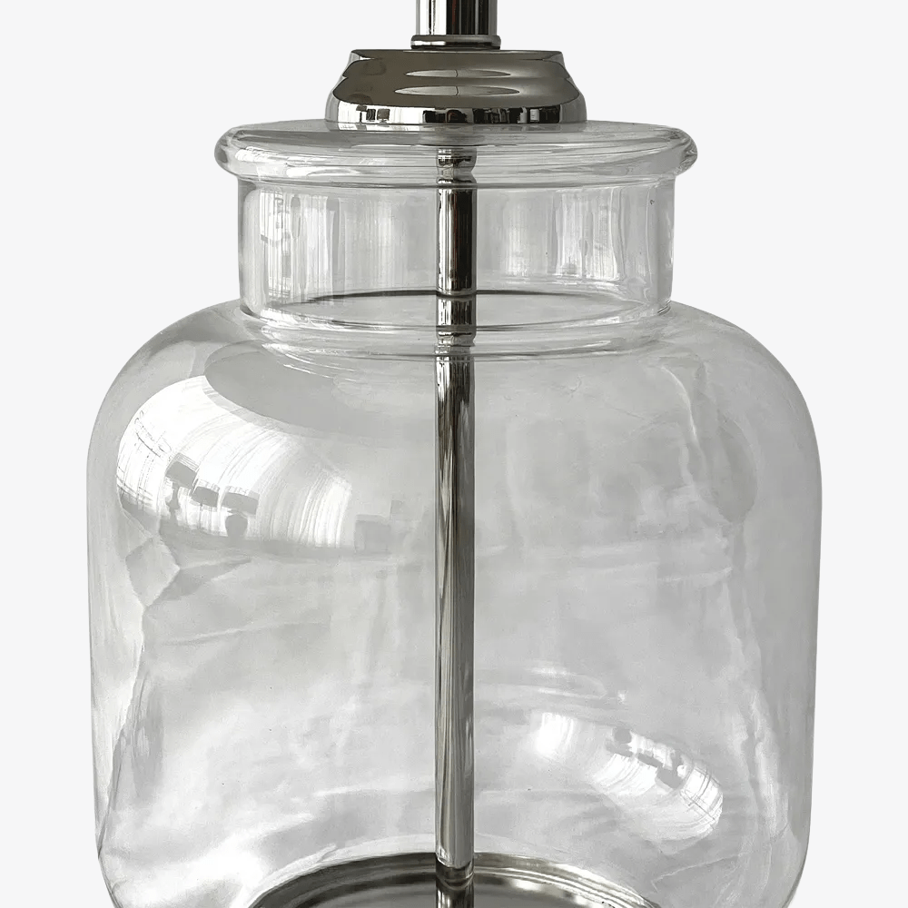 Table Lamps Regency Nickel and Glass Table Lamp with Natural Linen Shade