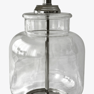 Table Lamps Regency Nickel and Glass Table Lamp with Natural Linen Shade
