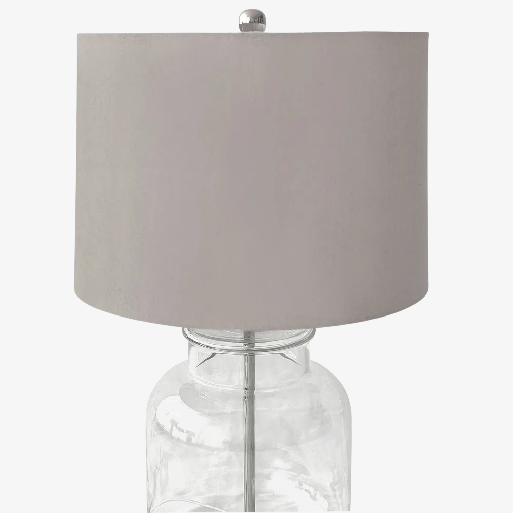 Table Lamps Regency Nickel and Glass Table Lamp with Natural Linen Shade
