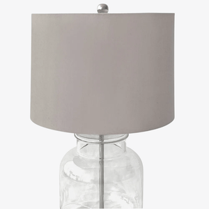 Table Lamps Regency Nickel and Glass Table Lamp with Natural Linen Shade