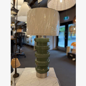 Table Lamps Remy Green Glass Table Lamp & White Shade - CLEARANCE (Ex-display)