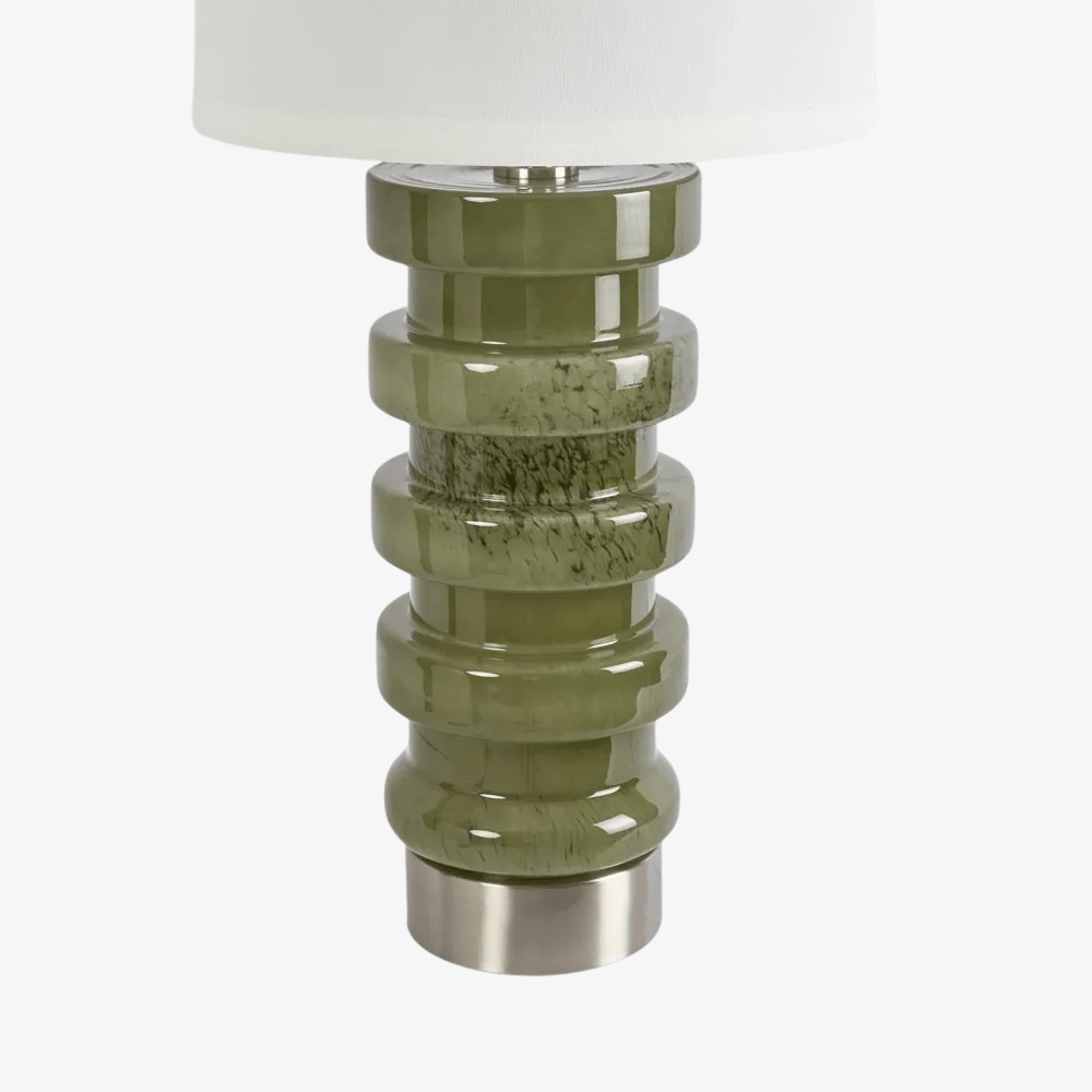 Table Lamps Remy Green Glass Table Lamp & White Shade