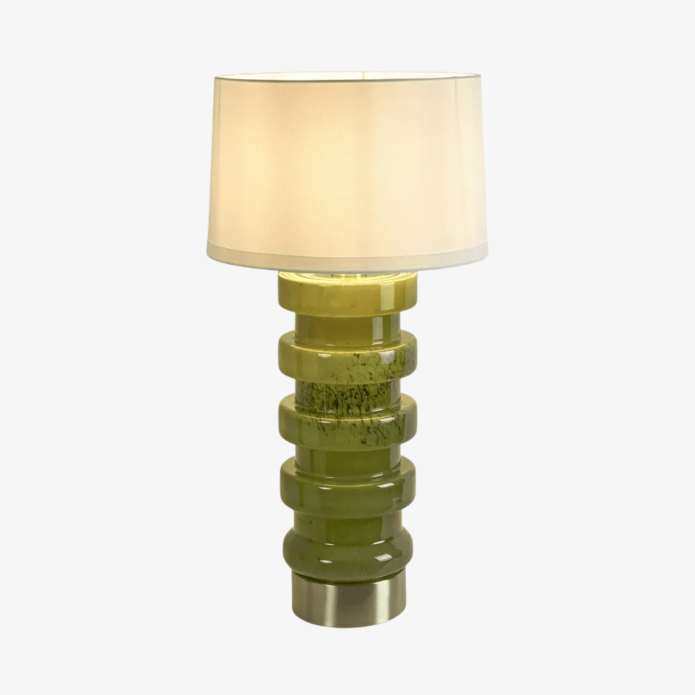 Table Lamps Remy Green Glass Table Lamp & White Shade