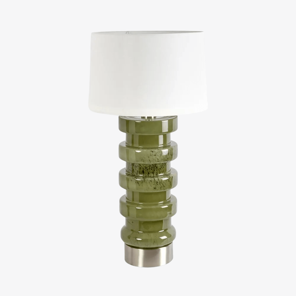 Table Lamps Remy Green Glass Table Lamp & White Shade