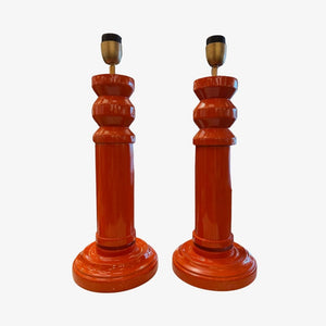 Table Lamps Retro Orange Lamp Bases – SOLD AS PAIR – CLEARANCE (Ex-display)