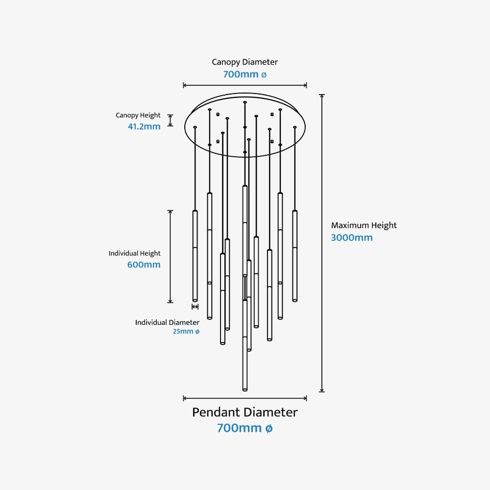 Chandelier Rhea 14 Light Pencil Drop LED Pendant