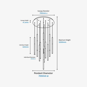 Chandelier Rhea 14 Light Pencil Drop LED Pendant