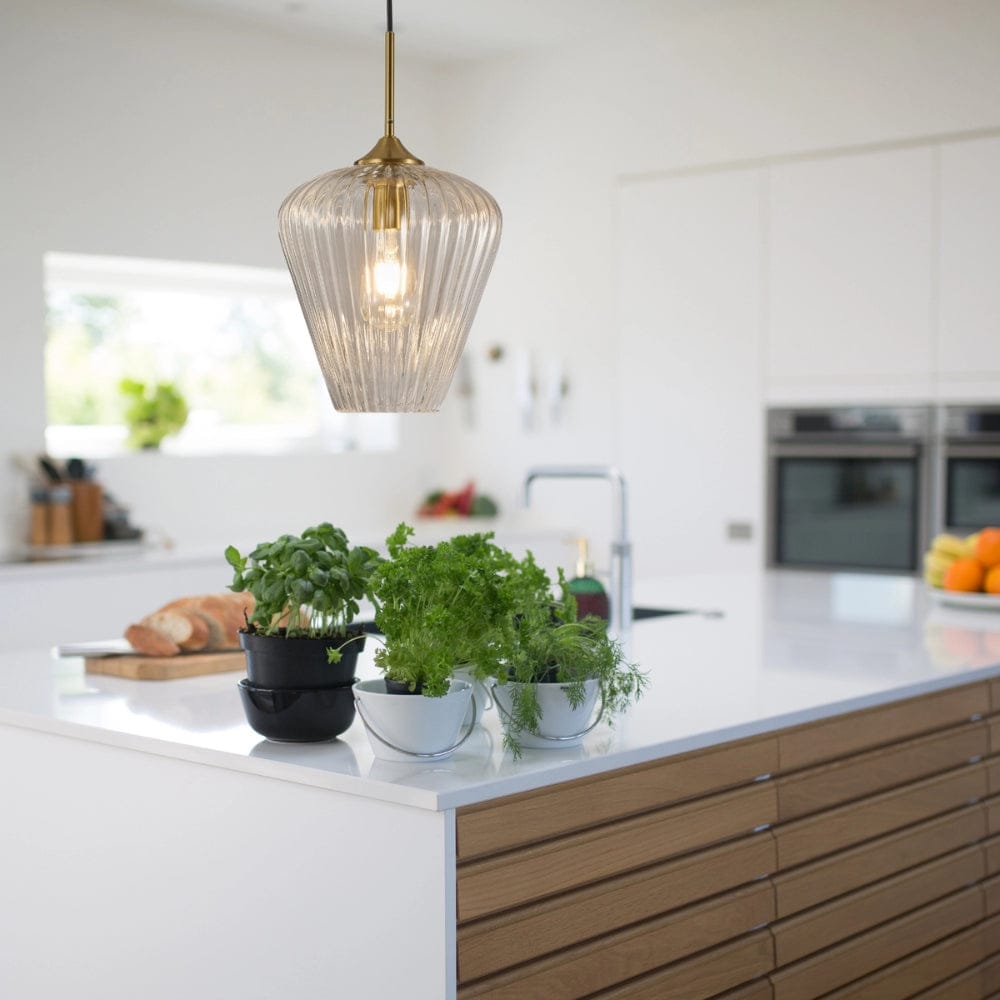 Interior Pendant Ribbon Fluted Glass Pendant Light