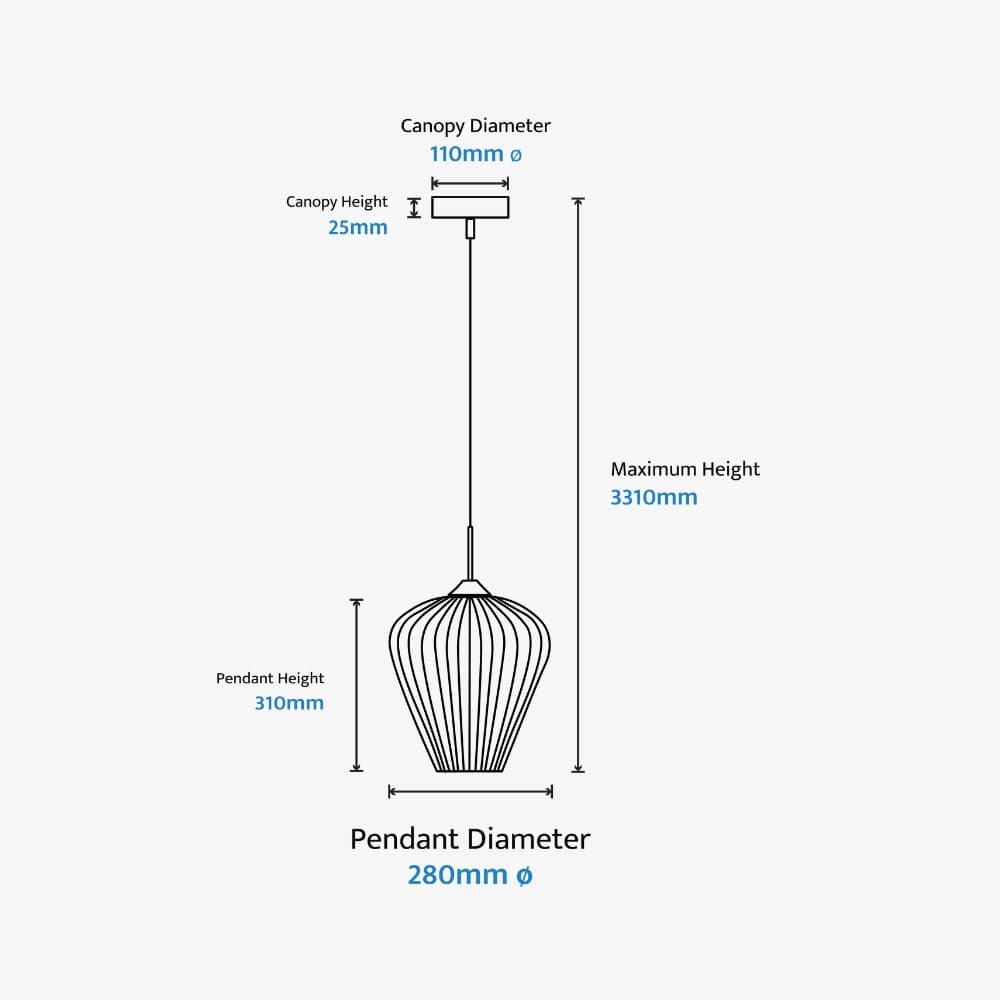 Interior Pendant Ribbon Fluted Glass Pendant Light