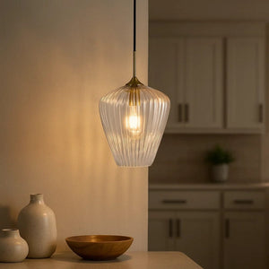Interior Pendant Ribbon Fluted Glass Pendant Light