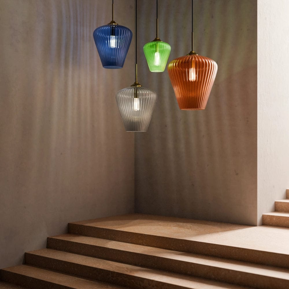 Interior Pendant Ribbon Fluted Glass Pendant Light