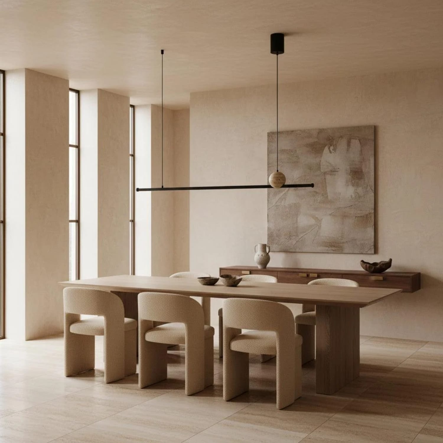Linear Pendant Rivo Travertine Linear Pendant Light