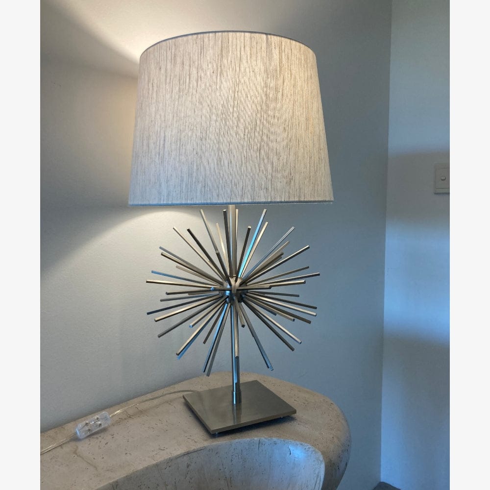 Table Lamps Satin Chrome Starburst Lamp Base & Shade - CLEARANCE (Excess Stock)