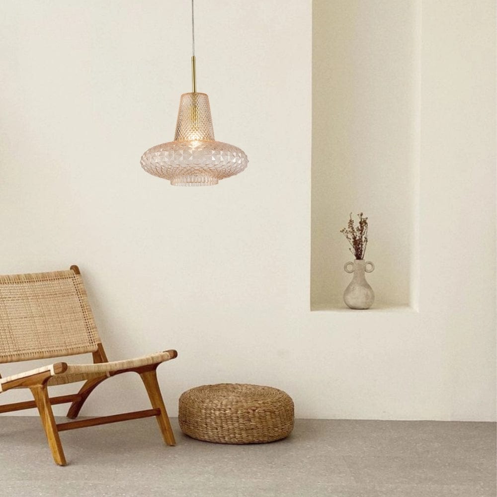 Interior Pendant Sculpt Faceted Cut Glass 1 Light Pendant