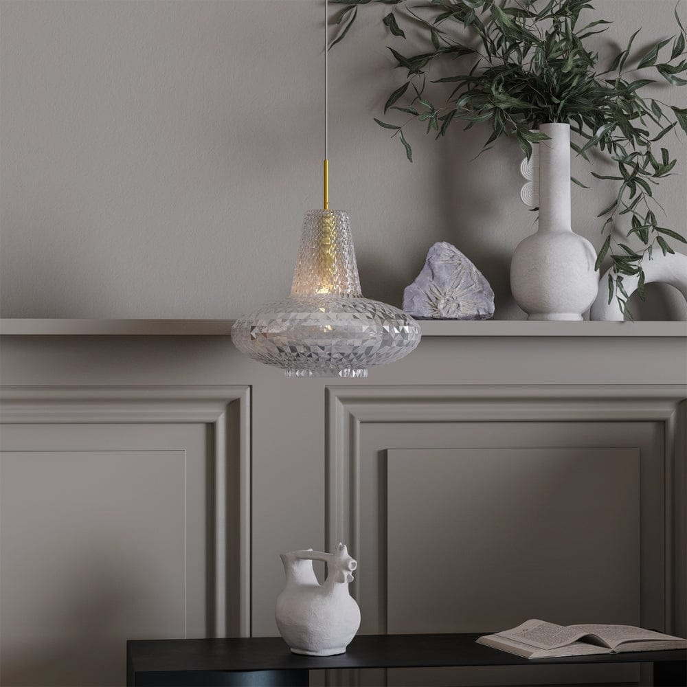 Interior Pendant Sculpt Faceted Cut Glass 1 Light Pendant