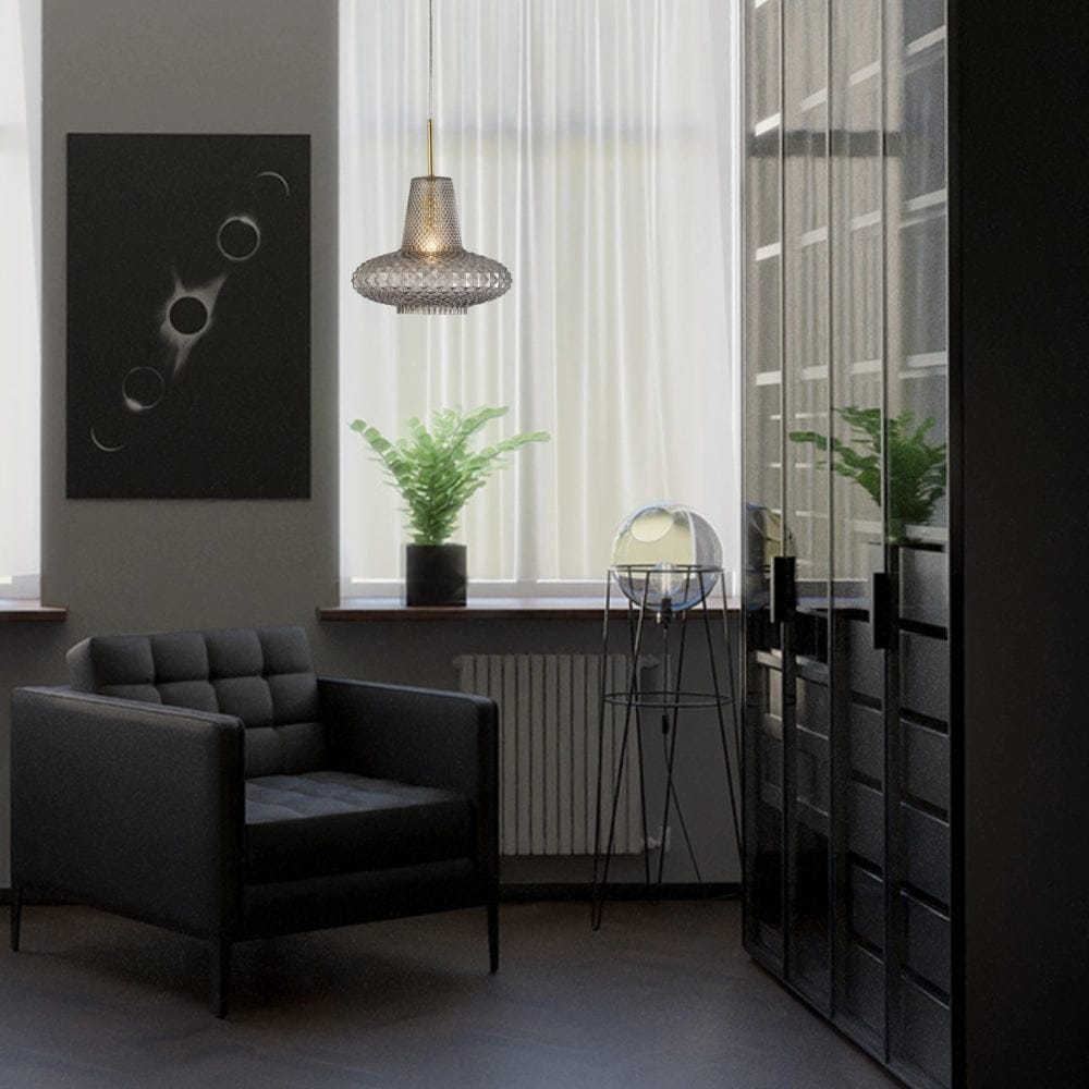 Interior Pendant Sculpt Faceted Cut Glass 1 Light Pendant