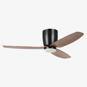 With Light Seacliff Hugger Ceiling Fan Black & Light Walnut Blades with Light