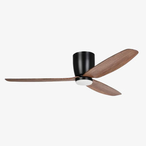 With Light Seacliff Hugger Ceiling Fan Black & Light Walnut Blades with Light