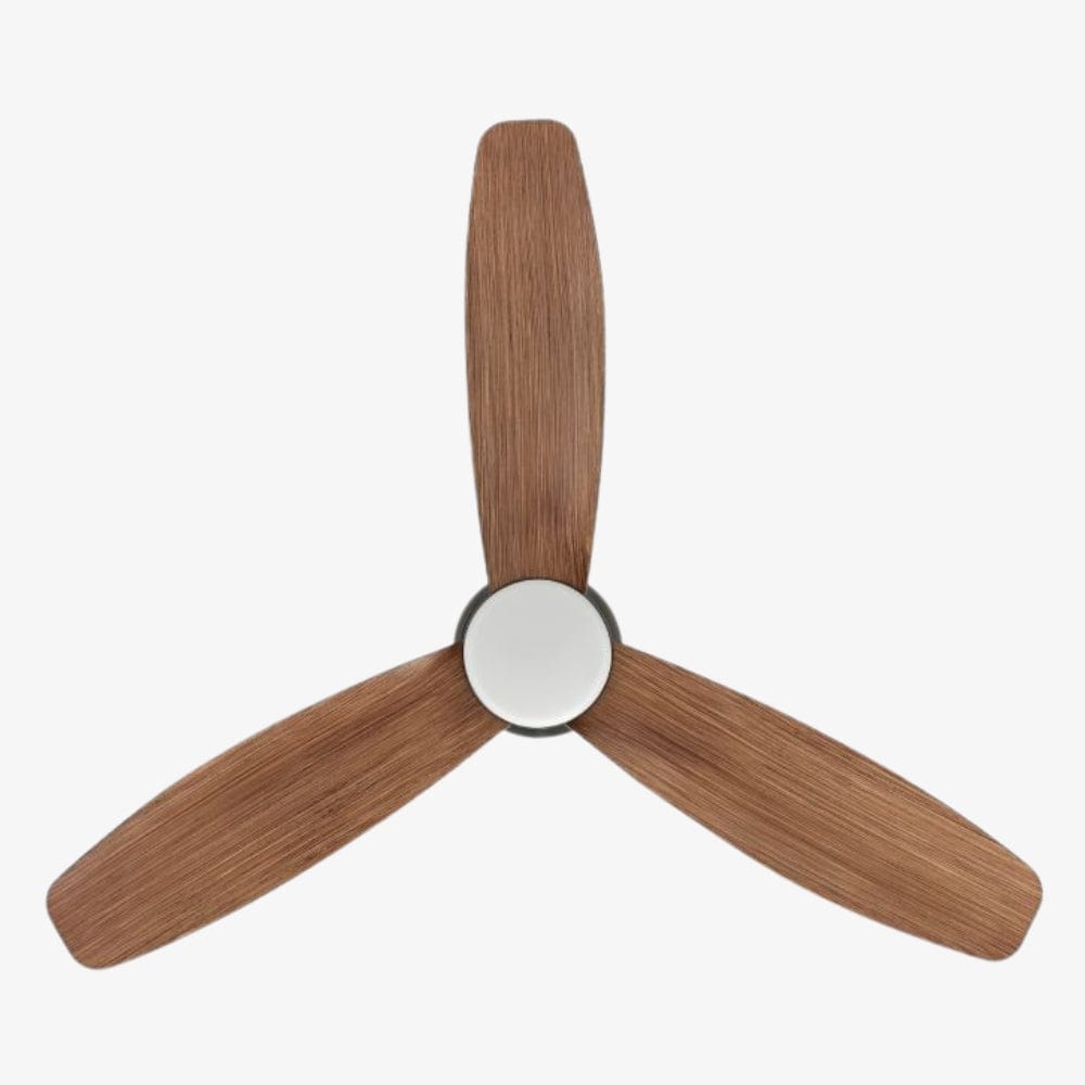 With Light Seacliff Hugger Ceiling Fan Black & Light Walnut Blades with Light