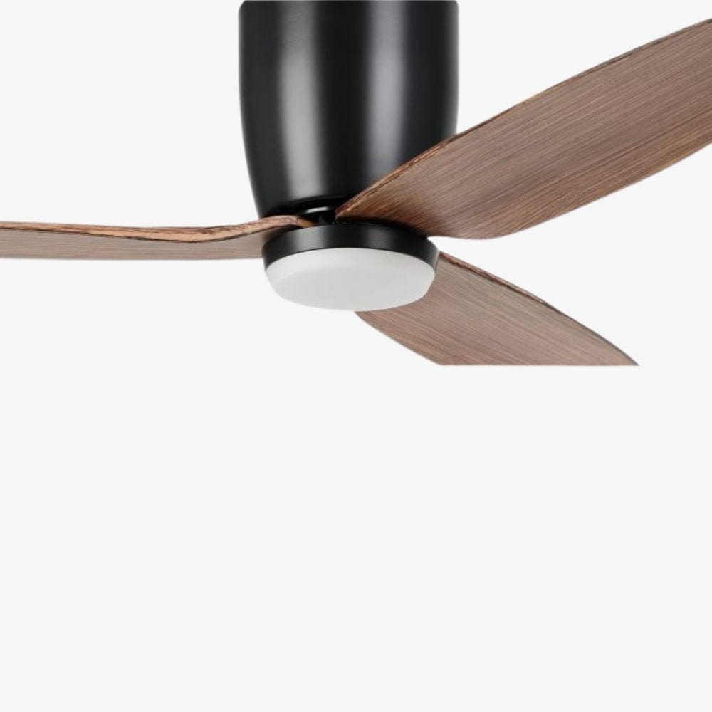 With Light Seacliff Hugger Ceiling Fan Black & Light Walnut Blades with Light