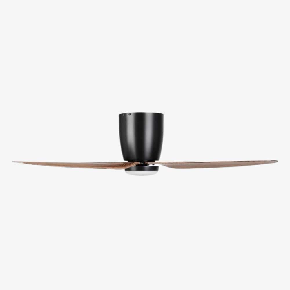 With Light Seacliff Hugger Ceiling Fan Black & Light Walnut Blades with Light