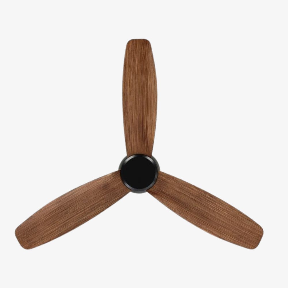 Without Light Seacliff Hugger Ceiling Fan Black with Light Walnut Blades