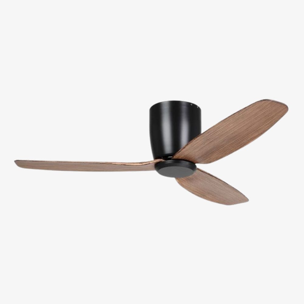 Without Light Seacliff Hugger Ceiling Fan Black with Light Walnut Blades