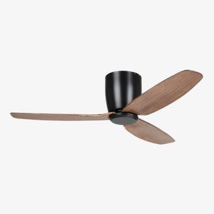 Without Light Seacliff Hugger Ceiling Fan Black with Light Walnut Blades