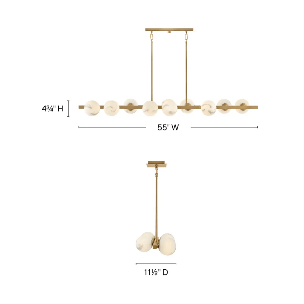 Linear Pendant Selene Ten Light Linear Chandelier