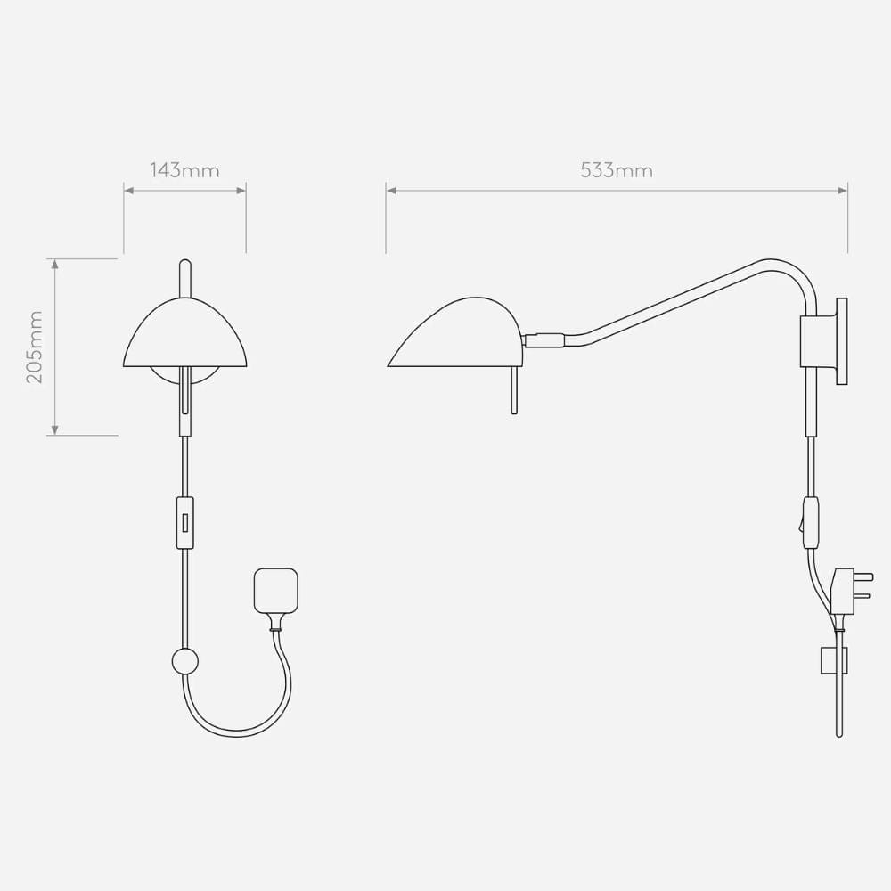 Bedside Wall Lights Serge Plug-In Wall Light