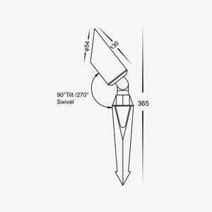 Exterior Spike Light Shawl Antique Brass 5w LED Garden Spike Light