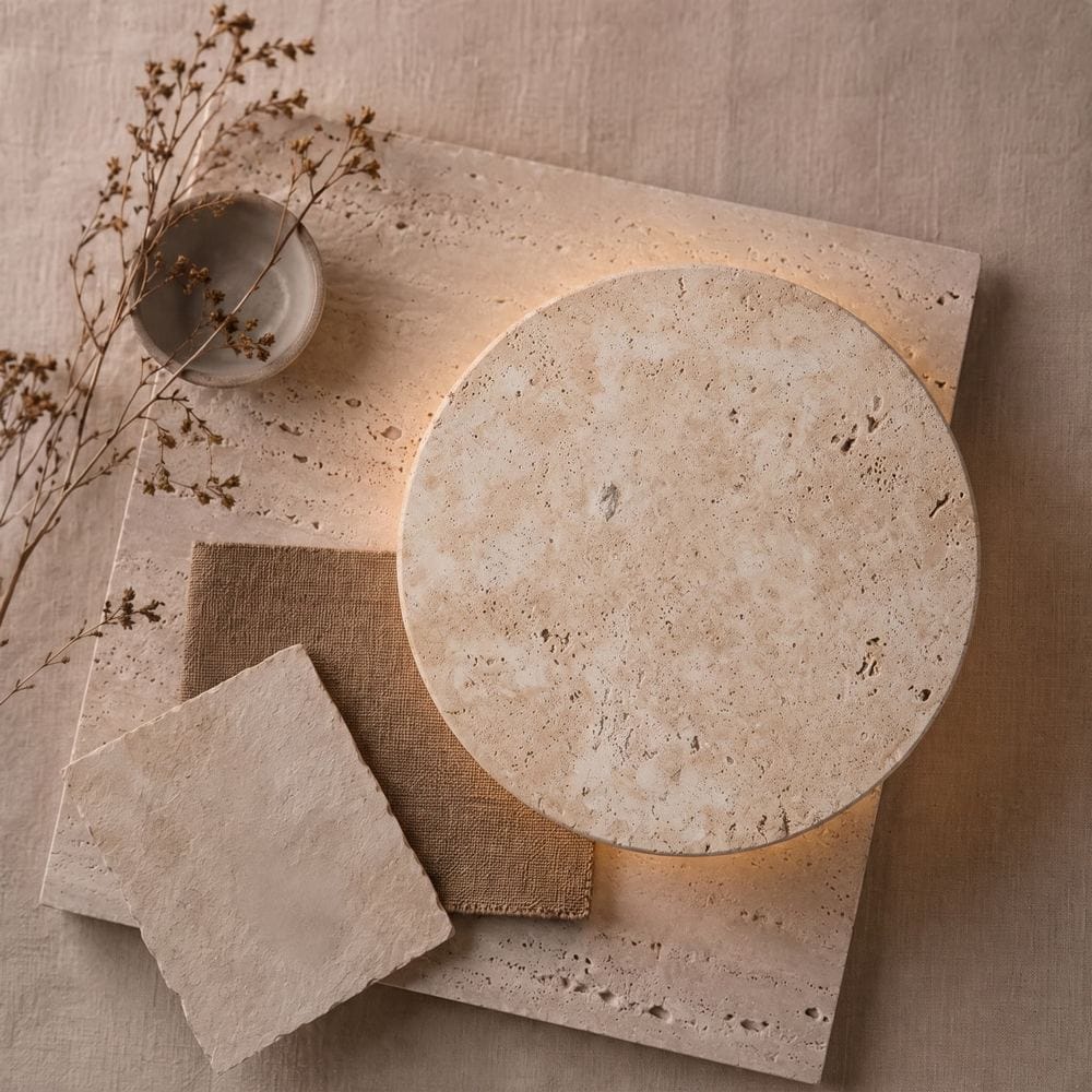 Interior Wall Light / Sconce Shore Halo Natural Travertine Indoor Wall Light