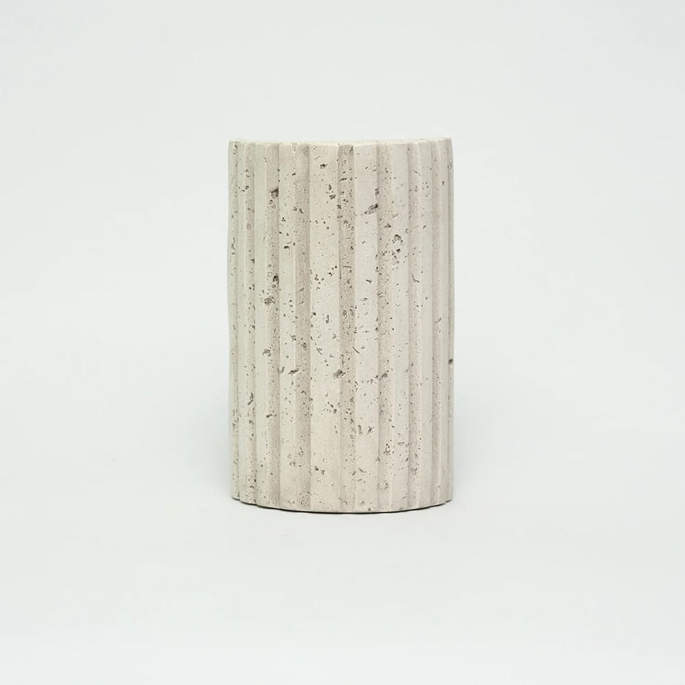 Interior Wall Light / Sconce Shore Ribbed Natural Travertine Up/Down Wall Light