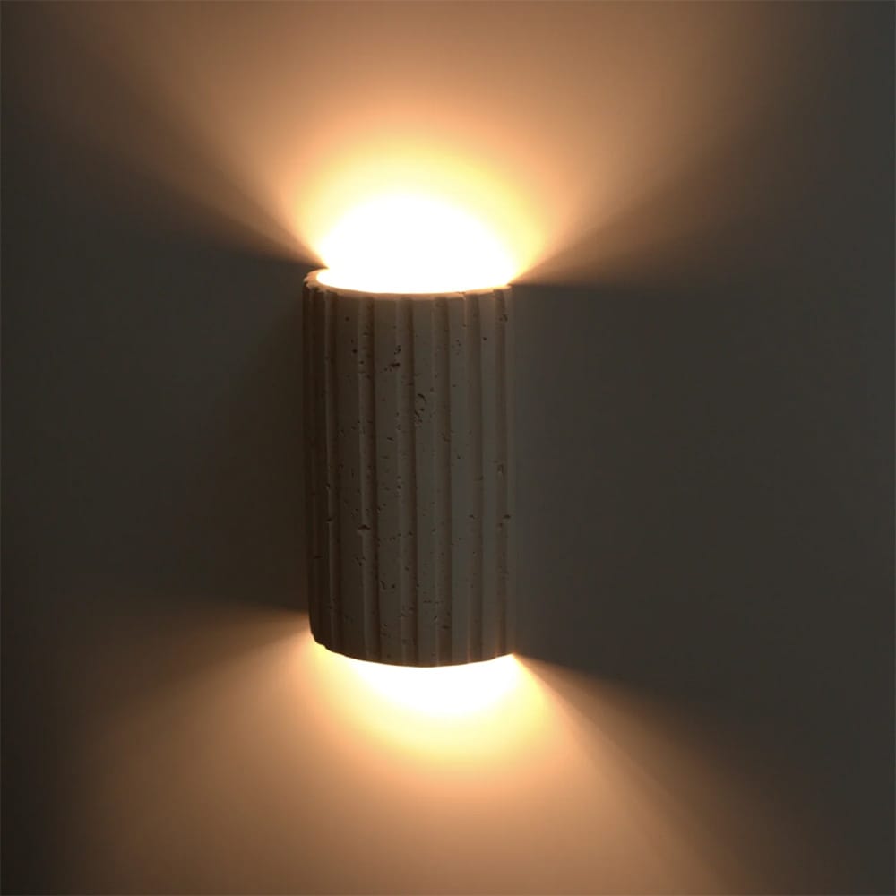 Interior Wall Light / Sconce Shore Ribbed Natural Travertine Up/Down Wall Light