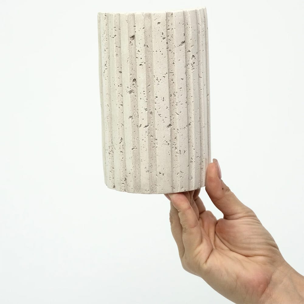 Interior Wall Light / Sconce Shore Ribbed Natural Travertine Up/Down Wall Light