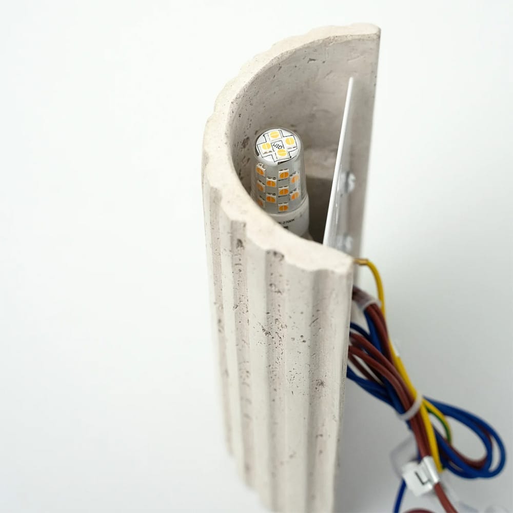Interior Wall Light / Sconce Shore Ribbed Natural Travertine Up/Down Wall Light