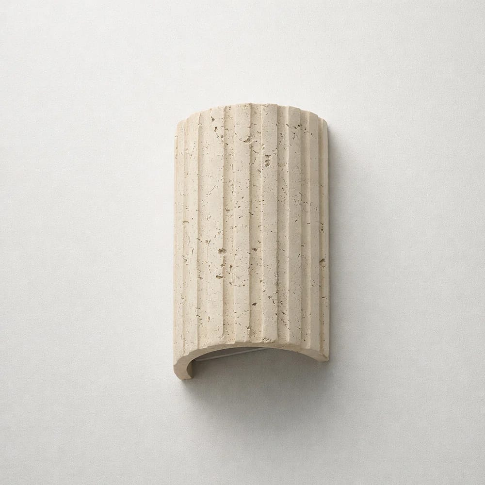 Interior Wall Light / Sconce Shore Ribbed Natural Travertine Up/Down Wall Light