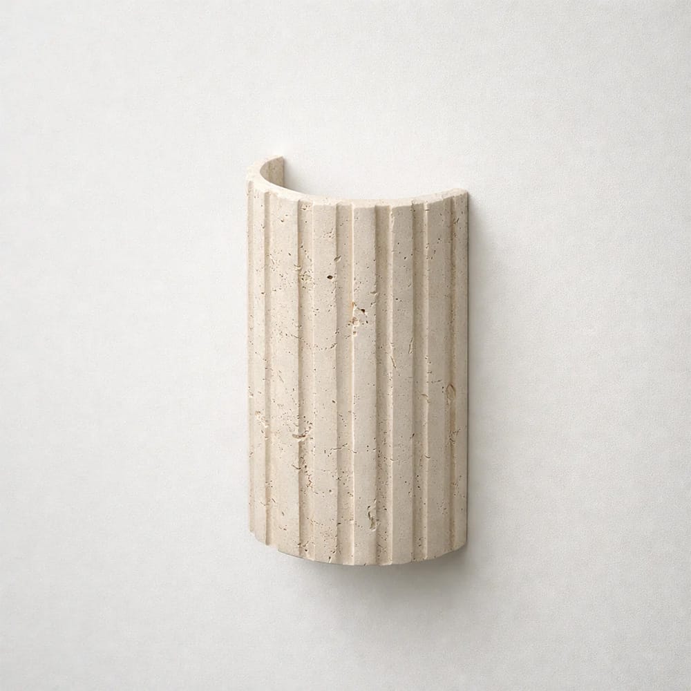 Interior Wall Light / Sconce Shore Ribbed Natural Travertine Up/Down Wall Light