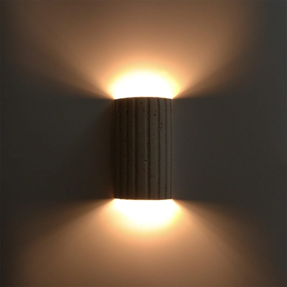 Interior Wall Light / Sconce Shore Ribbed Natural Travertine Up/Down Wall Light