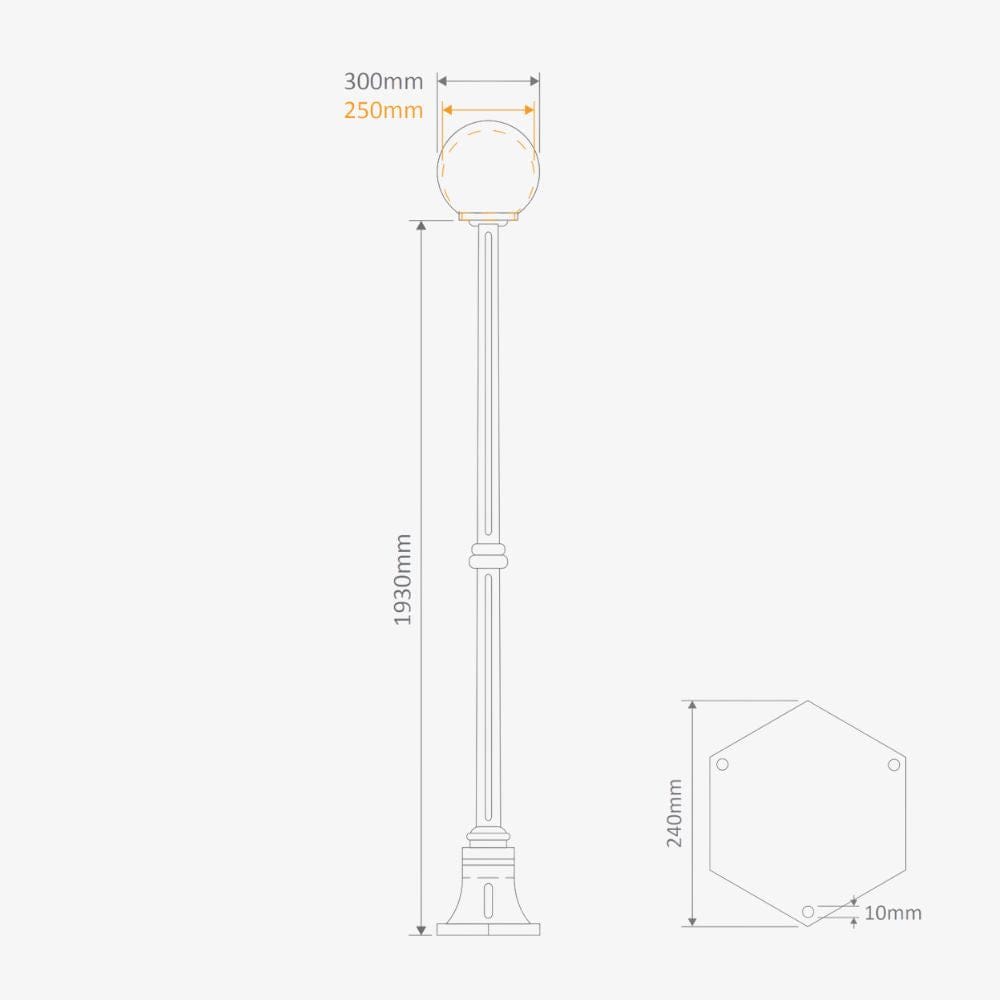 Post Lights Siena Sphere Post