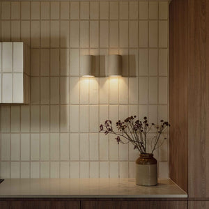 Exterior Wall Light Stone Short Exterior Wall Light in Unglazed Stone