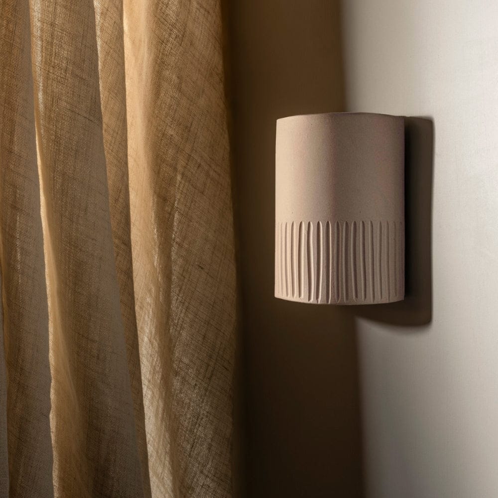Exterior Wall Light Stone Short Exterior Wall Light in Unglazed Stone