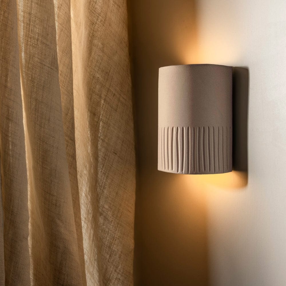 Exterior Wall Light Stone Short Exterior Wall Light in Unglazed Stone