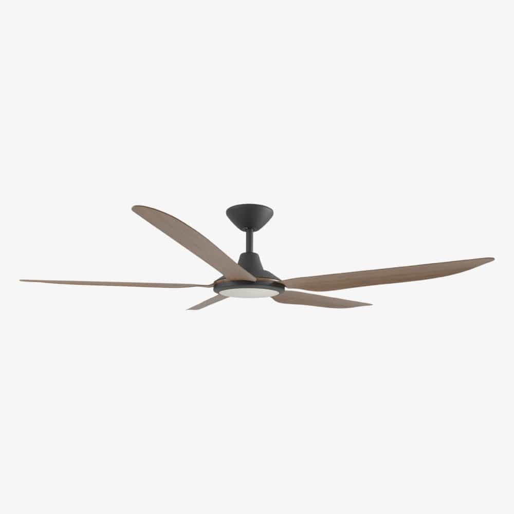 With Light Storm Ceiling Fan Black & Koa with Light