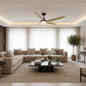 With Light Storm Ceiling Fan Black with Bamboo Blade with Light