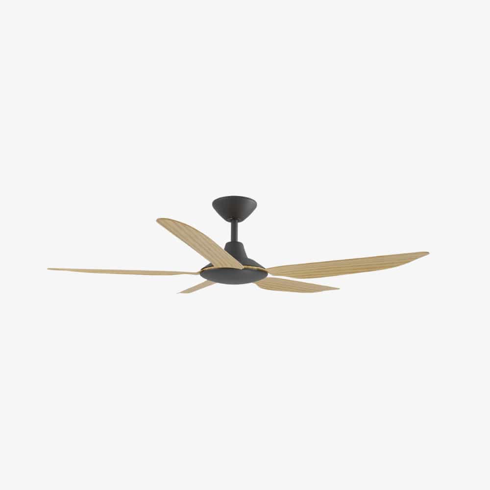 Without Light Storm Ceiling Fan Black with Bamboo Blades