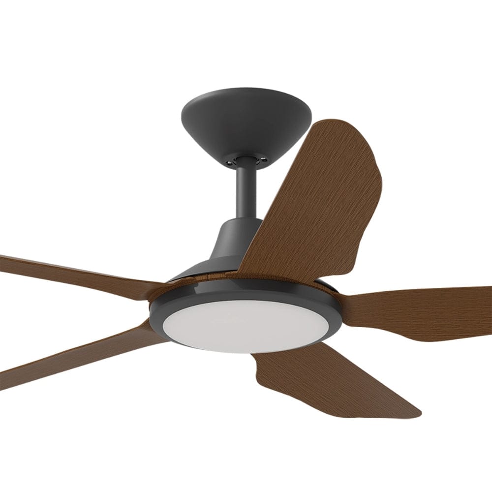 With Light Storm Ceiling Fan Black with Koa Blade with Light