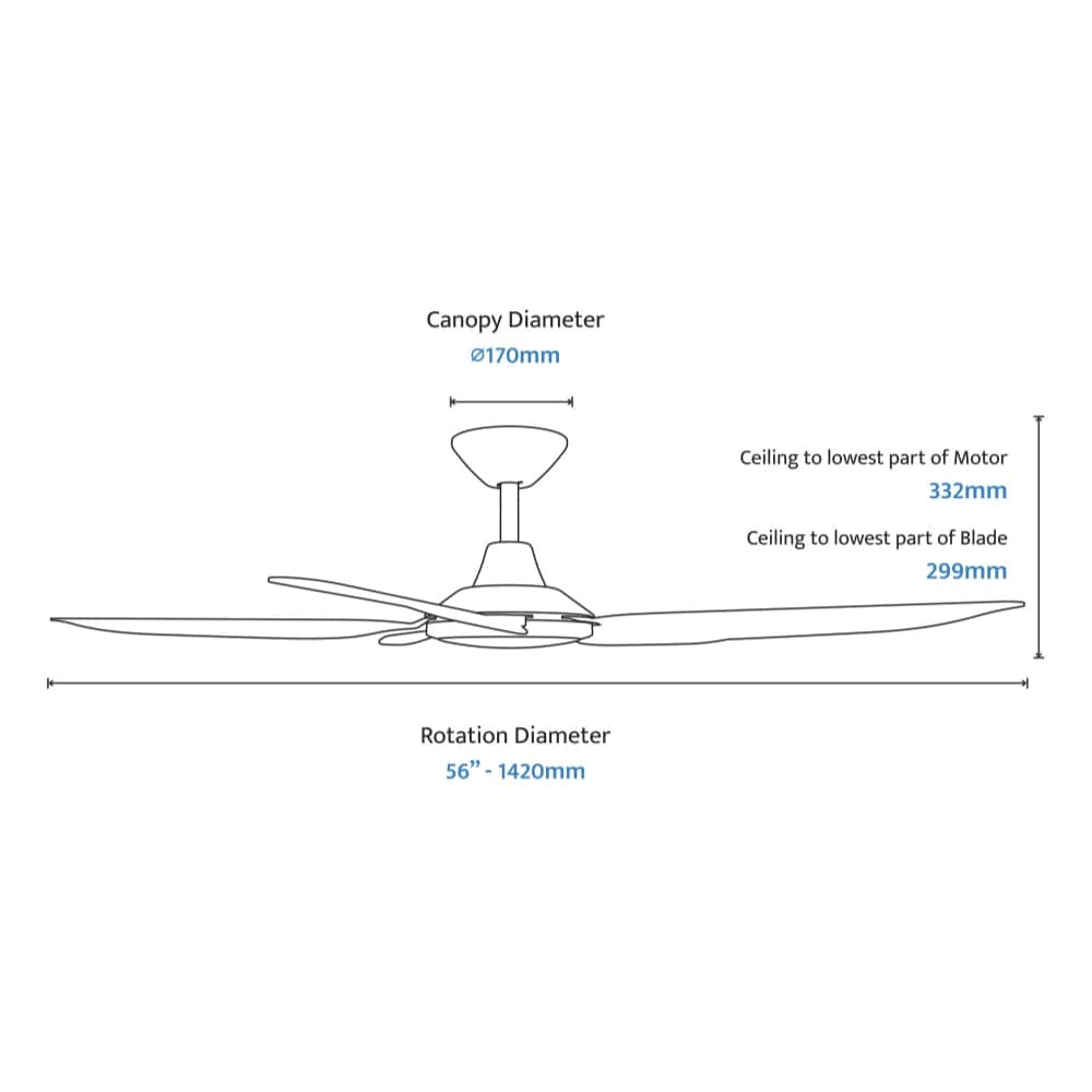 With Light Storm Ceiling Fan Black with Koa Blade with Light