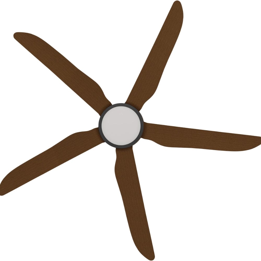 With Light Storm Ceiling Fan Black with Koa Blade with Light